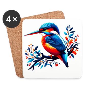 Eisvogel - Untersetzer (4er-Set) - Weiß - Vorne