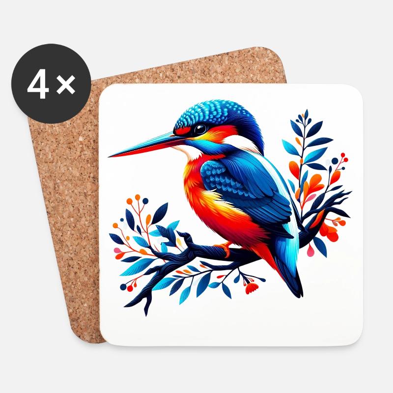 Eisvogel - Untersetzer (4er-Set) - Weiß