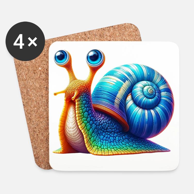 Schnecke - Untersetzer (4er-Set) - Weiß