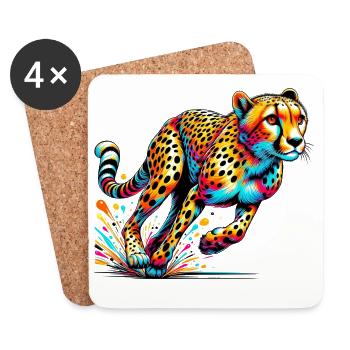 Guépard - Dessous de verre (lot de 4) - blanc - Devant