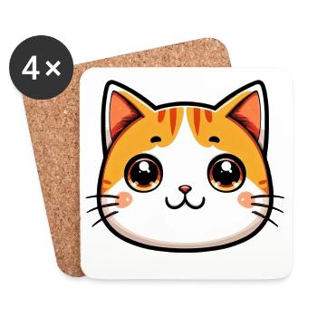 Chat - Dessous de verre (lot de 4) - blanc - Devant