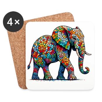 Éléphant - Dessous de verre (lot de 4) - blanc - Devant