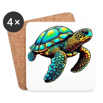 Tortue - Dessous de verre (lot de 4) - blanc - Devant