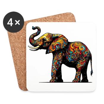 Éléphant - Dessous de verre (lot de 4) - blanc - Devant