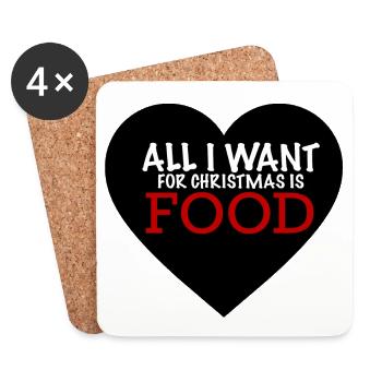 All i want for christmas is food - Untersetzer (4er-Set) - Weiß - Vorne