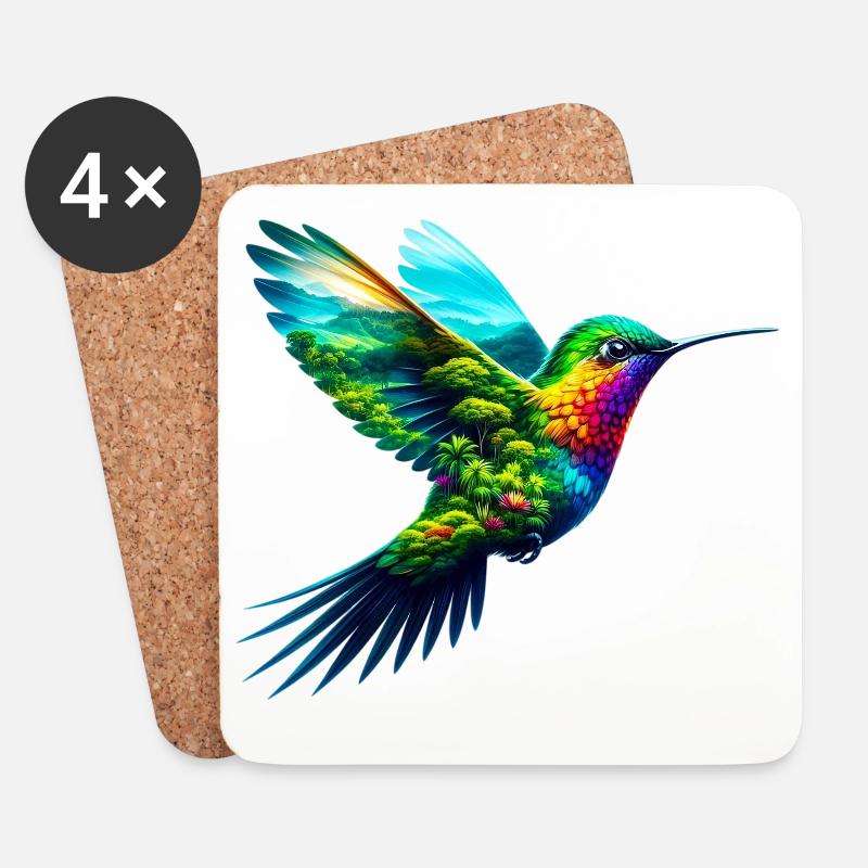 Kolibri - Untersetzer (4er-Set) - Weiß