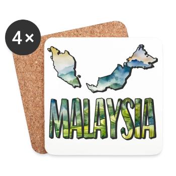 Watercolor Map Malaysia - Coasters (set of 4) - white - Front