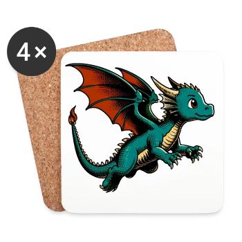 Drache - Untersetzer (4er-Set) - Weiß - Vorne
