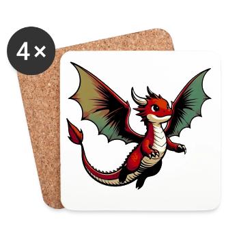 Drache - Untersetzer (4er-Set) - Weiß - Vorne