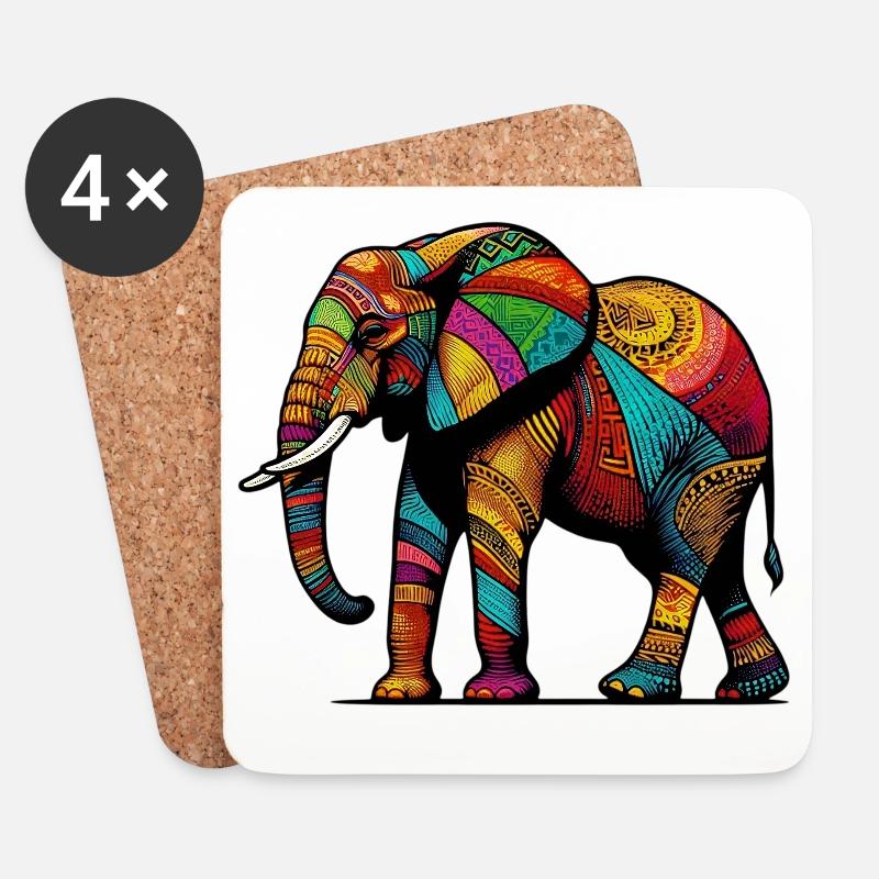 Elefant - Untersetzer (4er-Set) - Weiß