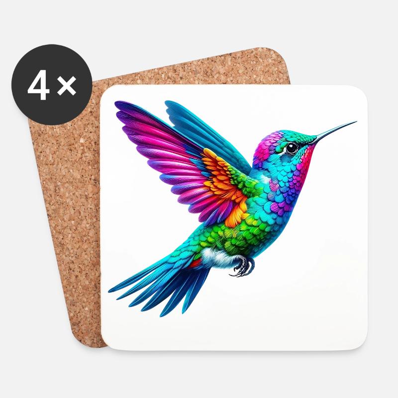Kolibri - Untersetzer (4er-Set) - Weiß