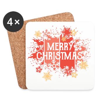 Weihnachtssterne Merry Christmas vintage explosion - Untersetzer (4er-Set) - Weiß - Vorne