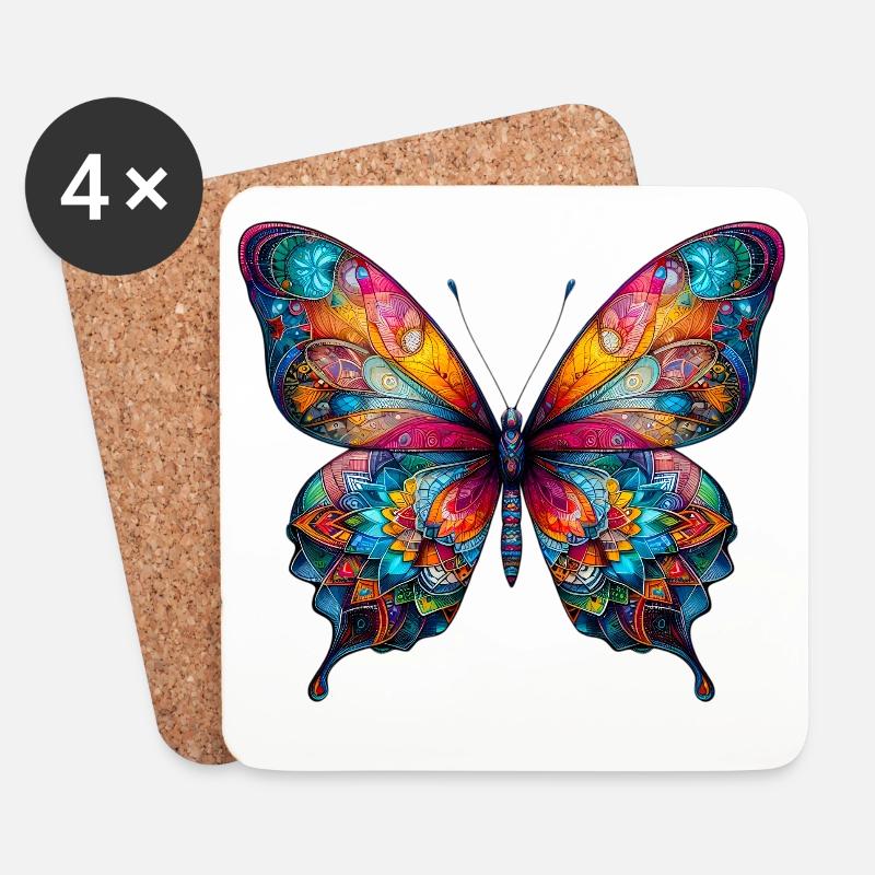 Schmetterling - Untersetzer (4er-Set) - Weiß