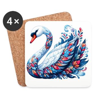 Schwan - Untersetzer (4er-Set) - Weiß - Vorne