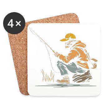 Graphiques de pêcheur - Dessous de verre (lot de 4) - blanc - Devant