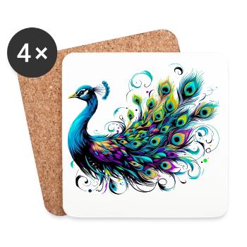 Peacock - Coasters (set of 4) - white - Front