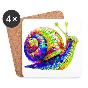 Escargot - Dessous de verre (lot de 4) - blanc - Devant