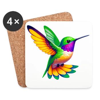 Colibri - Dessous de verre (lot de 4) - blanc - Devant