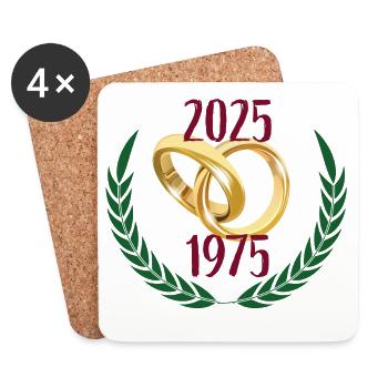 Golden Wedding 2025 Partner Look 50 Years of Marriage - Coasters (set of 4) - white - Front