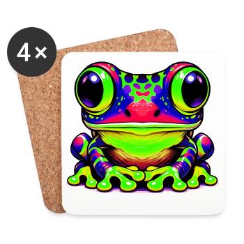 Grenouille - Dessous de verre (lot de 4) - blanc - Devant