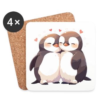 Pingouin Coeur Amour Mignon Câlin Pingouin Amour - Dessous de verre (lot de 4) - blanc - Devant