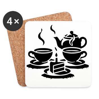 Kaffe Kuchen - Untersetzer (4er-Set) - Weiß - Vorne