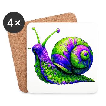 Schnecke - Untersetzer (4er-Set) - Weiß - Vorne
