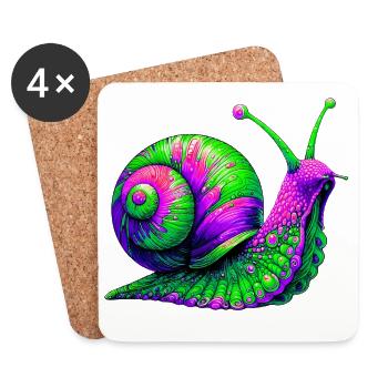 Escargot - Dessous de verre (lot de 4) - blanc - Devant