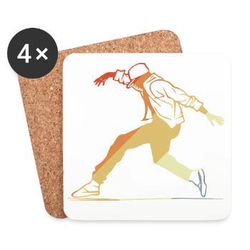 Retro Breakdancing - Coasters (set of 4) - white - Front
