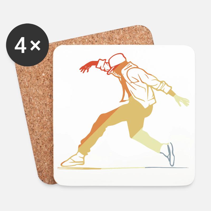 Retro Breakdancing - Untersetzer (4er-Set) - Weiß