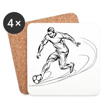 Croquis de joueur de football - Dessous de verre (lot de 4) - blanc - Devant