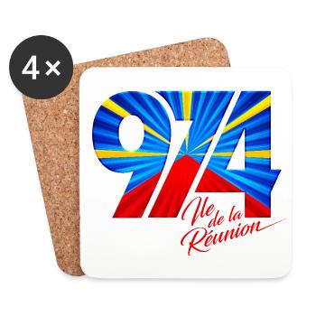 974 Ile de la Réunion Signature Maveli - Dessous de verre (lot de 4) - blanc - Devant