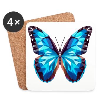 Papillon bleu - Inspiré du papillon Morpho - Dessous de verre (lot de 4) - blanc - Devant
