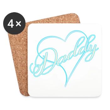 Papa avec coeur garçon bleu - Dessous de verre (lot de 4) - blanc - Devant