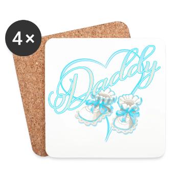 Papa avec coeur garçon bébé chaussures bleu - Dessous de verre (lot de 4) - blanc - Devant