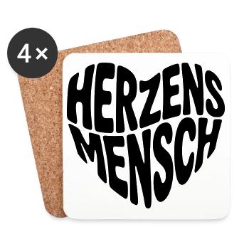 Herzensmensch Herzform - Untersetzer (4er-Set) - Weiß - Vorne