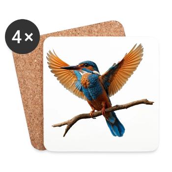 Vivid Kingfisher in Flight - Coasters (set of 4) - white - Front