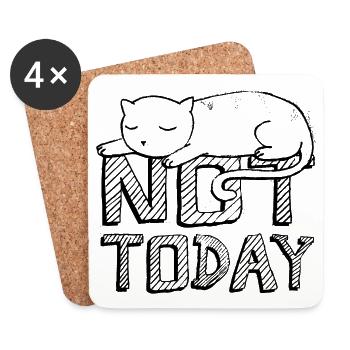 Pas aujourd’hui (Chat endormi) - Dessous de verre (lot de 4) - blanc - Devant