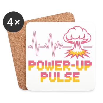 Power Up Pulse Pop Culture Rétro Jeu vidéo - Dessous de verre (lot de 4) - blanc - Devant