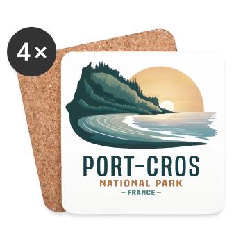 Parc National de Port-Cros Souvenir Méditéranée - Dessous de verre (lot de 4) - blanc - Devant