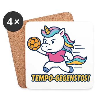 Vitesse, Contre-Coup de pied, Licorne, Handball, Attaque - Dessous de verre (lot de 4) - blanc - Devant
