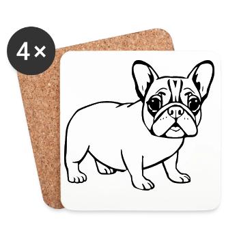 Cadeau de Noël du bouledogue français - Dessous de verre (lot de 4) - blanc - Devant