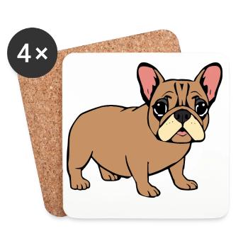 French Bulldog - Coasters (set of 4) - white - Front