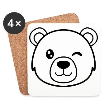 Wink bear. The bear gives the go-ahead - Coasters (set of 4) - white - Front