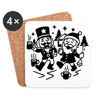 Fête de Noël au marché de Noël - Dessous de verre (lot de 4) - blanc - Devant