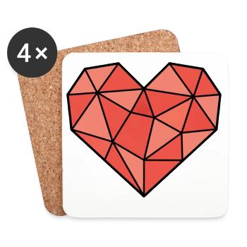 Geometric Heart Low Poly Modern Vector - Coasters (set of 4) - white - Front