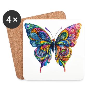 Bunter Farbenschmetterling - Untersetzer (4er-Set) - Weiß - Vorne