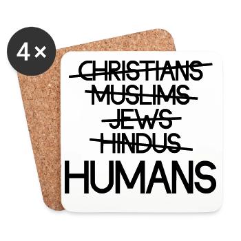Les humains avant la religion - Message - Dessous de verre (lot de 4) - blanc - Devant