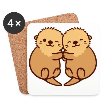 câlin de loutre - Dessous de verre (lot de 4) - blanc - Devant