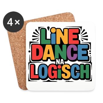 LineDance Na Logisch Bunte Typo - Untersetzer (4er-Set) - Weiß - Vorne